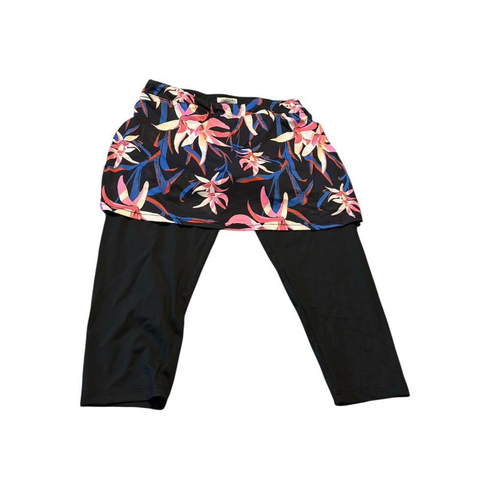 EKOUAER Swim Floral Skort with Black Leggings Size L